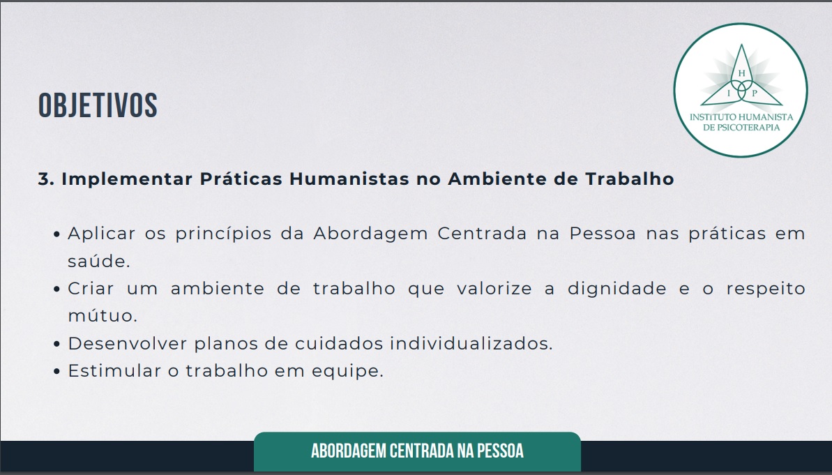 FORMAÇÃO EM ABORDAGEM CENTRADA NA PESSOA PARA PROFISSIONAIS DE SAÚDE